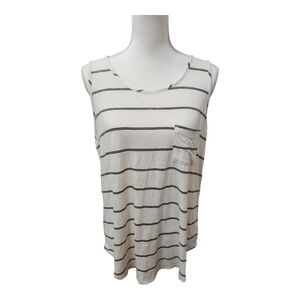 Papermoon Women's White and Black Striped Tank Top, L/X-Large See Measurements